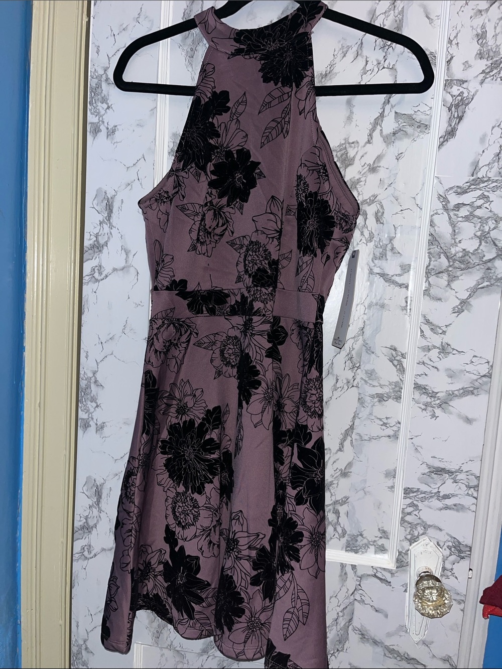 Almost Famous Mauve Floral Fit-and-Flare Dress